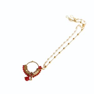 Rajnartaki Red Pearl Bridal Nath - Image 1