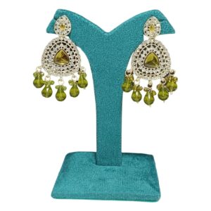 Royal Olive Green Chandbali Earrings - Image 1