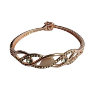 Twisted Elegance Rose Gold Crystal Bracelet - Image 1