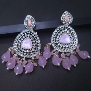 Lavender Spark Mirror Chandbali Earrings - Image 2