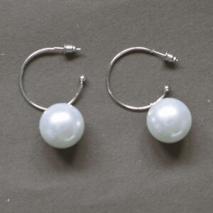 Elegant Pearl Hoop Earrings - Image 2