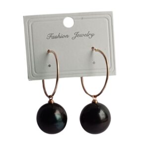 Elegant Black Sphere Hoop Earrings - Image 1