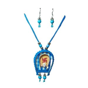 Divine Aura Blue Cowrie Necklace Set - Image 1