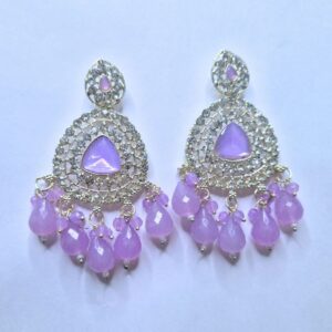 Lavender Spark Mirror Chandbali Earrings - Image 1