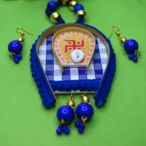 Shubh Sankalp Royal Blue Cowrie Necklace Set - Image 2