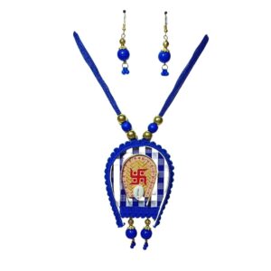 Shubh Sankalp Royal Blue Cowrie Necklace Set - Image 1