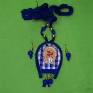 Shubh Sankalp Royal Blue Cowrie Necklace Set - Image 4