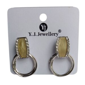 Golden Glint Crystal Hoop Earrings - Image 1