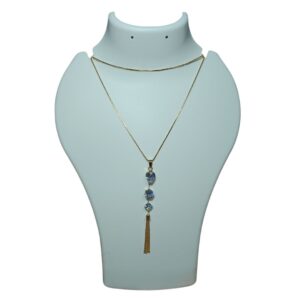 Crystal Glow Gold-Plated Tassel Pendant Chain - Image 1