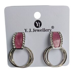 Moonstone Halo Twin Hoop Earrings - Image 1