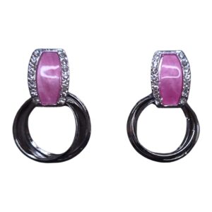 Moonstone Halo Twin Hoop Earrings - Image 4
