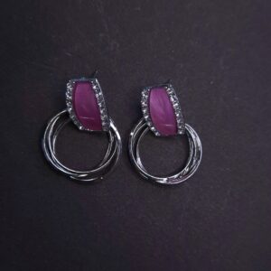 Moonstone Halo Twin Hoop Earrings - Image 3