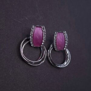 Moonstone Halo Twin Hoop Earrings - Image 2