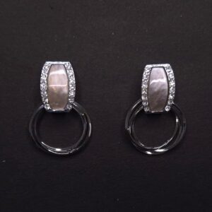 Moonstone Halo Crystal Hoop Earrings - Image 3