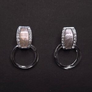 Moonstone Halo Crystal Hoop Earrings - Image 2