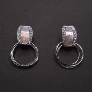 Moonstone Halo Crystal Hoop Earrings - Image 1