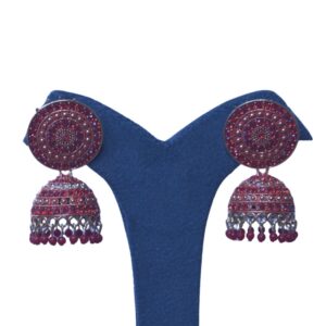 Crimson Royal Jhumka Earrings - Image 1