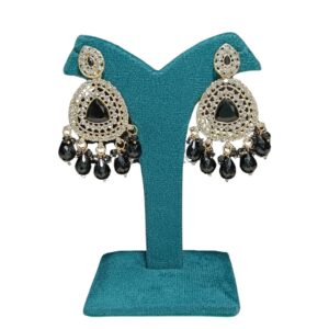 Midnight Glimmer Black Chandbali Earrings - Image 1