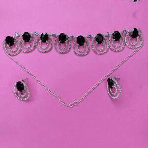 Midnight Sparkle Oval Stone Necklace Set - Image 3