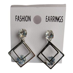 Crystal Geometric Duo Drop Earrings - Image 1