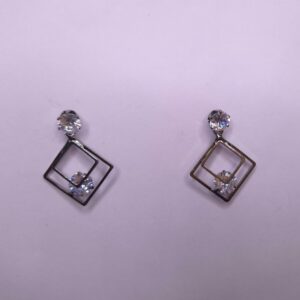 Crystal Geometric Duo Drop Earrings - Image 3