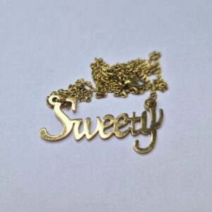 Golden “Sweety” Script Pendant Necklace - Image 3
