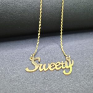 Golden “Sweety” Script Pendant Necklace - Image 2