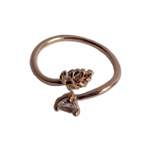 Elegant Rose Gold Leaf Open Ring - Image 1