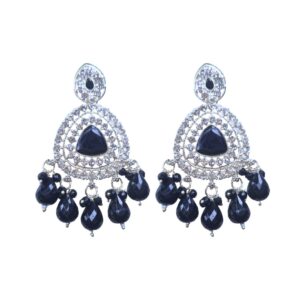 Midnight Glimmer Black Chandbali Earrings - Image 3