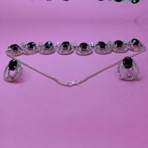 Midnight Sparkle Oval Stone Necklace Set - Image 2