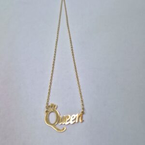 Royal “Queen” Script Necklace with Crown Detail - Image 3