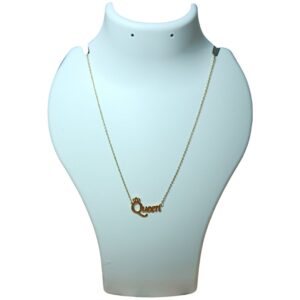 Royal “Queen” Script Necklace with Crown Detail - Image 1
