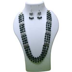 Majestic Midnight Green Layered Necklace Set - Image 1