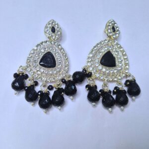 Midnight Glimmer Black Chandbali Earrings - Image 2