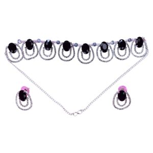 Midnight Sparkle Oval Stone Necklace Set - Image 1