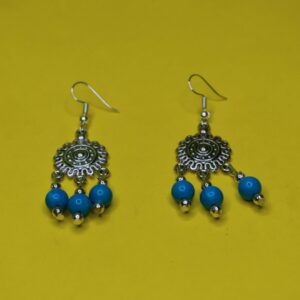 Royal Teal Beaded Necklace & Earrings Set - Image 2