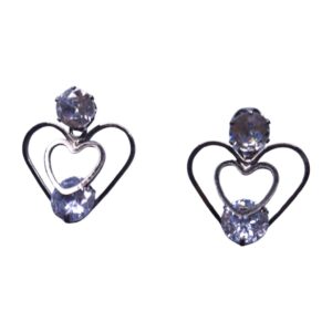 Elegant Crystal Heart Outline Earrings - Image 5