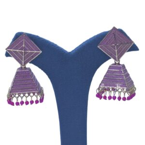 Purple Prism Pyramid Jhumka Earrings - Image 1