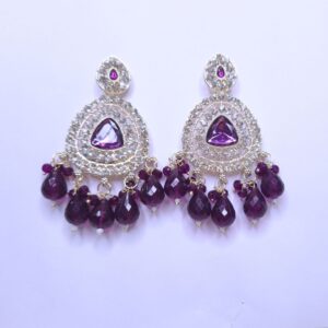 Royal Amethyst Drape Chandbali Earrings - Image 1