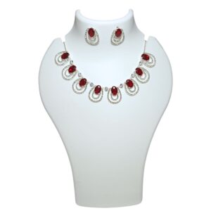 Ruby Radiance Crystal Loop Necklace Set - Image 1