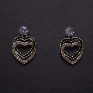 Elegant Double Heart Sparkle Earrings - Image 3