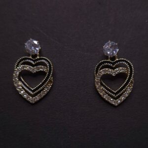 Elegant Double Heart Sparkle Earrings - Image 2
