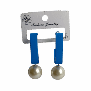 Elegant Blue Clip-On Pearl Drop Earrings - Image 1