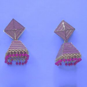 Purple Prism Pyramid Jhumka Earrings - Image 2