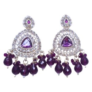 Royal Amethyst Drape Chandbali Earrings - Image 3