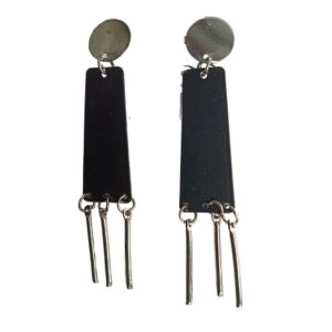 Midnight Elegance Geometric Dangle Earrings - Image 1
