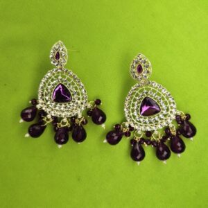 Royal Amethyst Drape Chandbali Earrings - Image 2