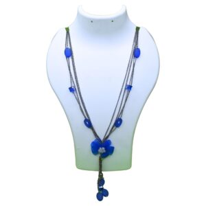 Royal Azure Floral Multi-Strand Necklace - Image 1