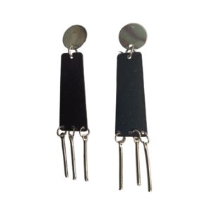 Midnight Elegance Geometric Dangle Earrings - Image 3
