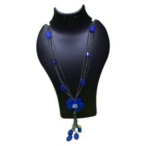 Royal Azure Floral Multi-Strand Necklace - Image 3